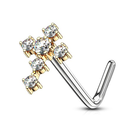 Kolczyk do nosa z krzyżem - zakręcony
