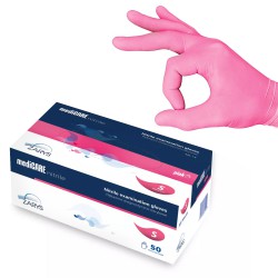 Rękawice nitrylowe bezpudrowe różowe HA128