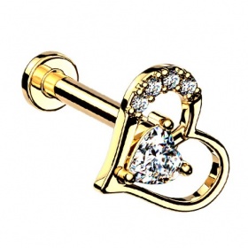 Labret z kryształowym serduszkiem PW551