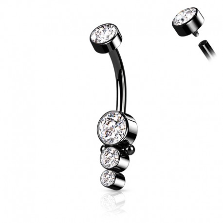 Kolczyk do pępka z kryształkami