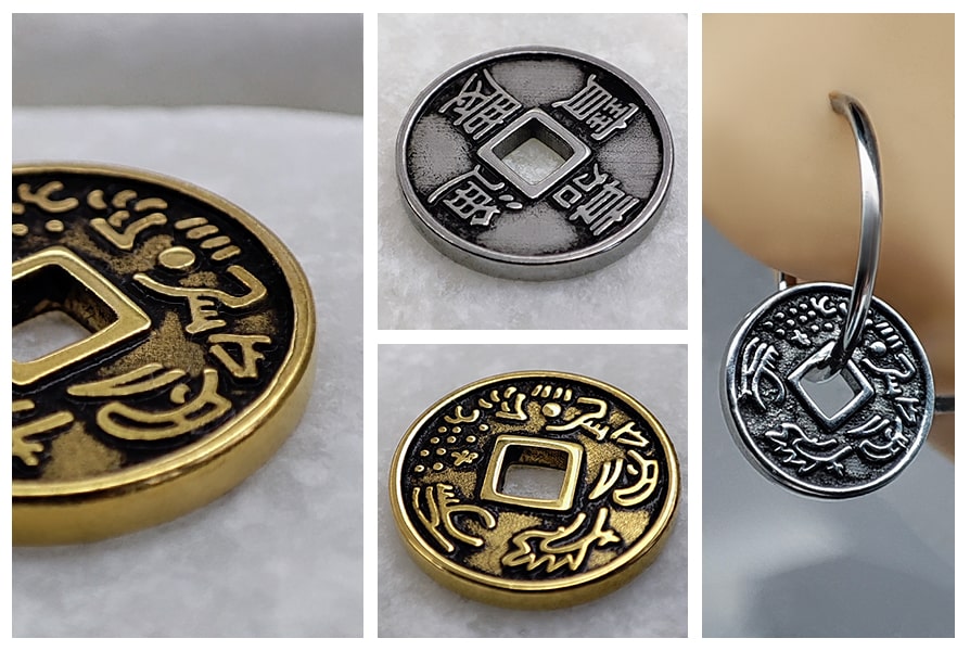 PD543 - Charms zawieszka chinska moneta coin