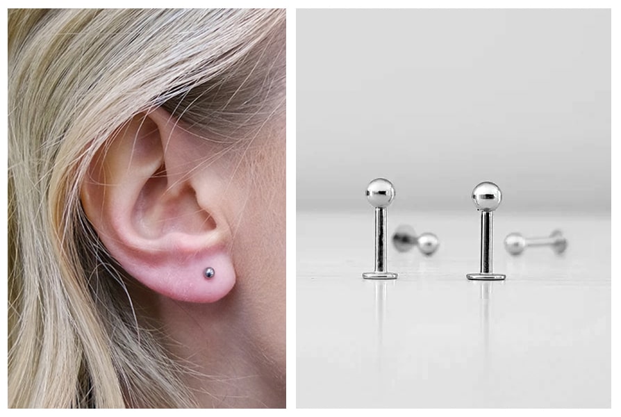 kolczyk labret - kolczyk do ucha i do wargi