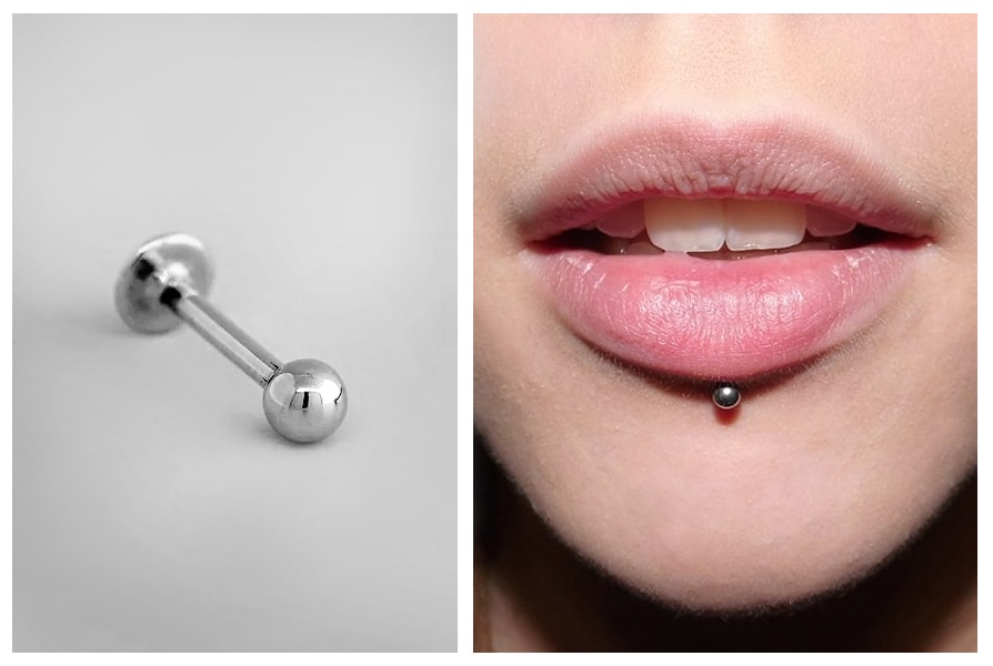 kolczyk labret - kolczyk do ucha i do wargi
