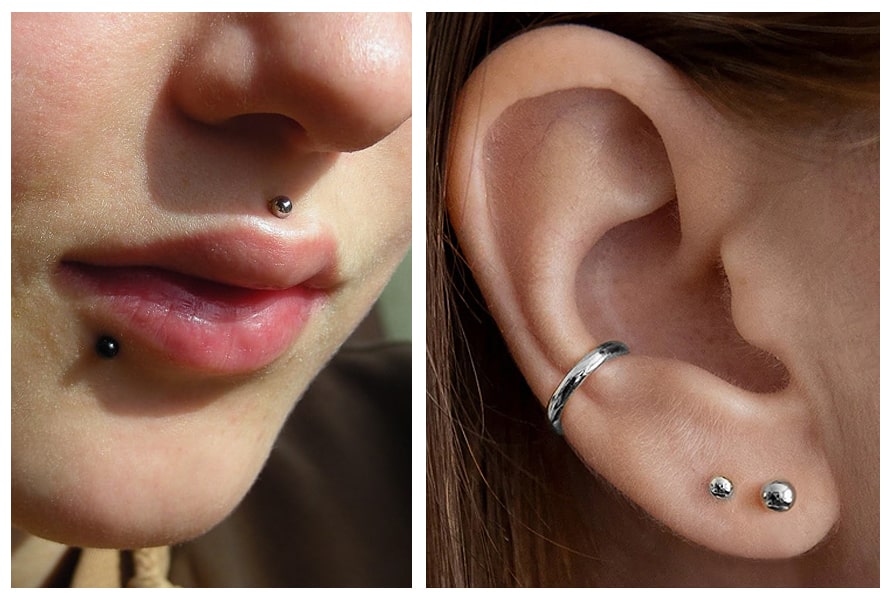 kolczyk labret - kolczyk do ucha i do wargi