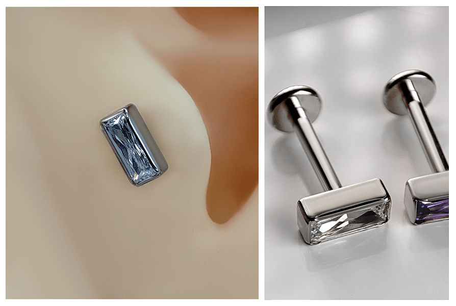 labret kryształek z wiszącą kroplą