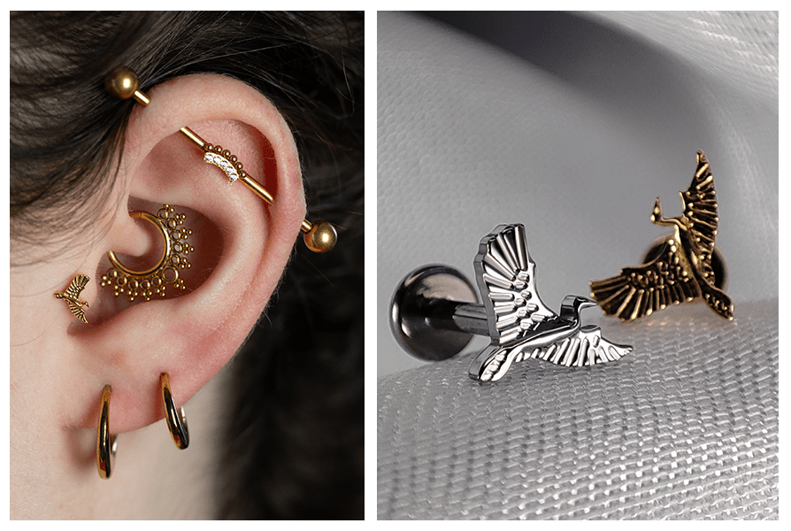 tytanowy kolczyk labret zuraw